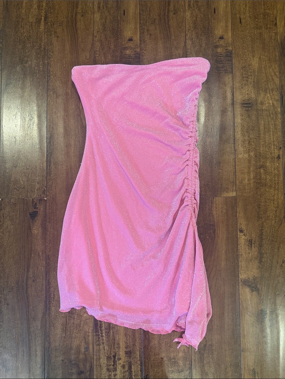 Princess Polly Shimmery Bubblegum Pink Strapless Ruched Mini Dress